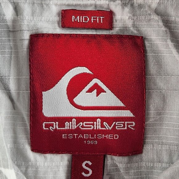 Quiksilver Quicksilver Button Up Shirt Men Small Mid Fit Gray White Floral Surf - Picture 9 of 16